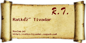 Ratkó Tivadar névjegykártya